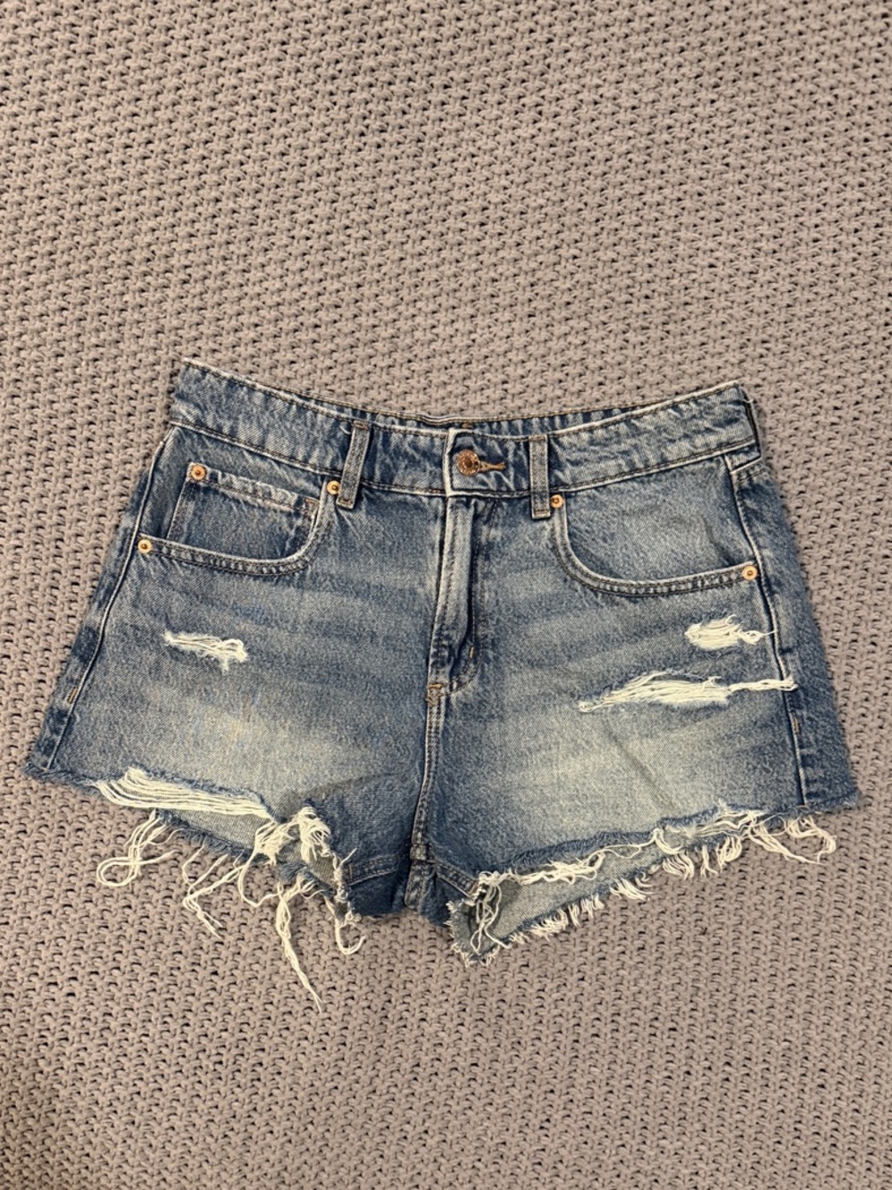 Garage Distressed Blue Denim Cutoff Shorts